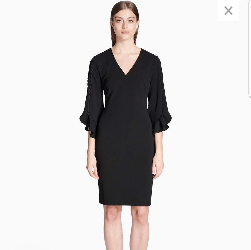 Calvin Klein size 6 V neck ruffle sleeve dress